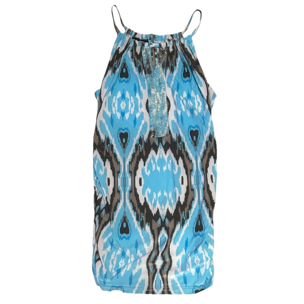 Women's INC International Concepts Tank Top M Blue Patterned